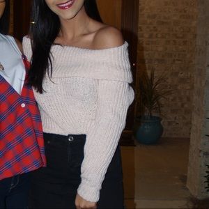 Pink off the shoulder sweater